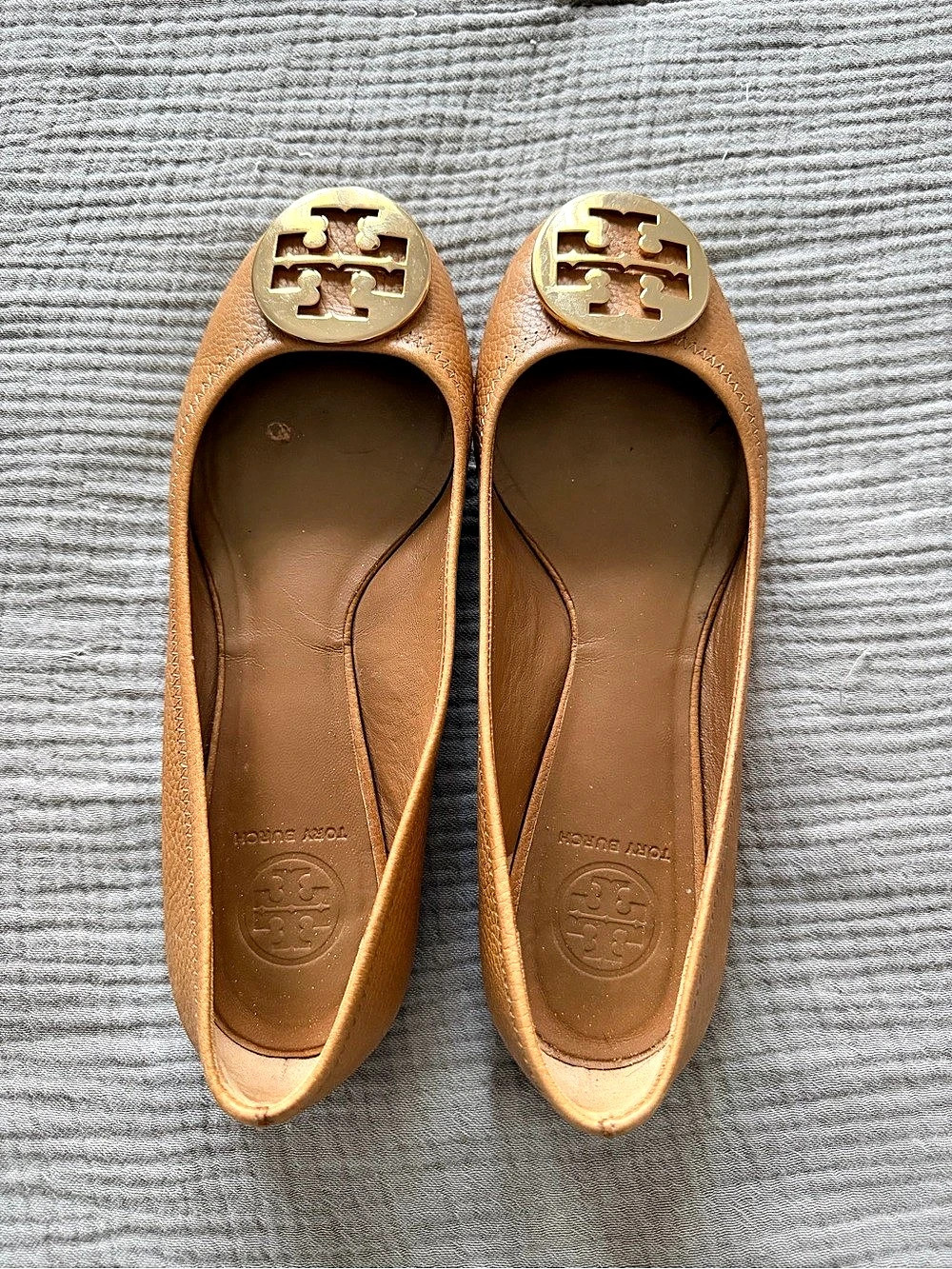 Tory Burch Minnie Travel Ballet Flat Leather Flats in Brown